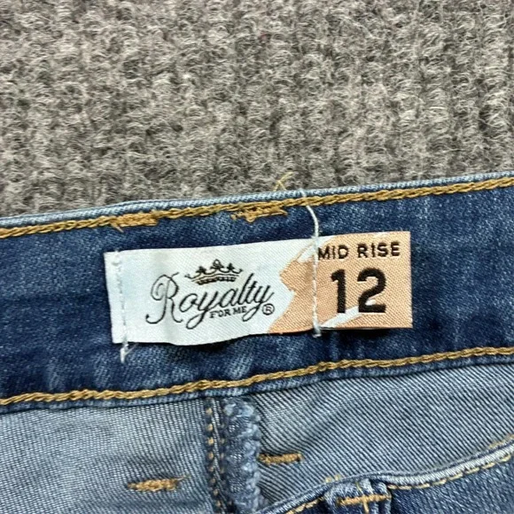 Royalty For Me Womens Jeans Size 12 Blue Denim Frayed Hem Classic Mid Rise - Picture 3 of 11